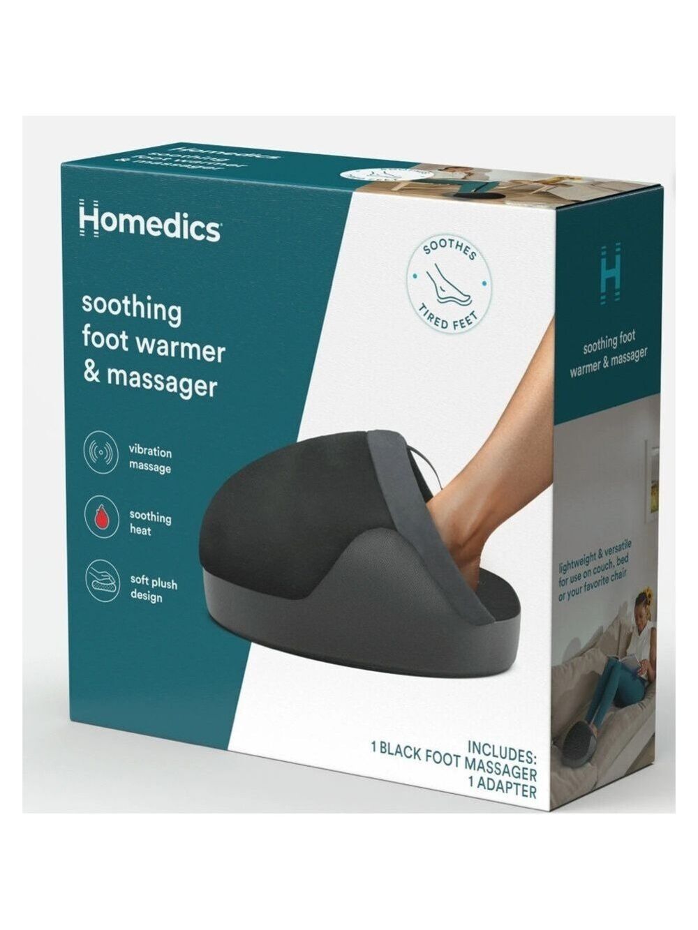 Homedics Soothing Foot Warmer and Massager  with Heat, Black